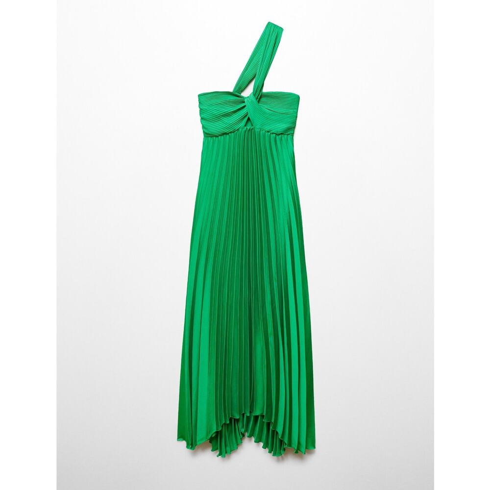 Mango NWT Emerald Green One Shoulder Pleated Maxi Dress 6 8 10 - Picture 16 of 16